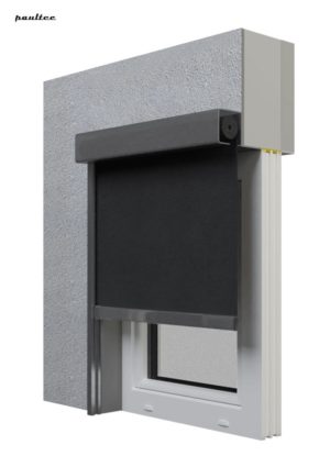 Screen-Rollläden - Textilscreens Schwarzgrau, Granitgrau.